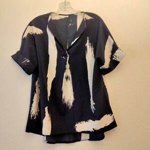 Shein Blouse Size L Blue White